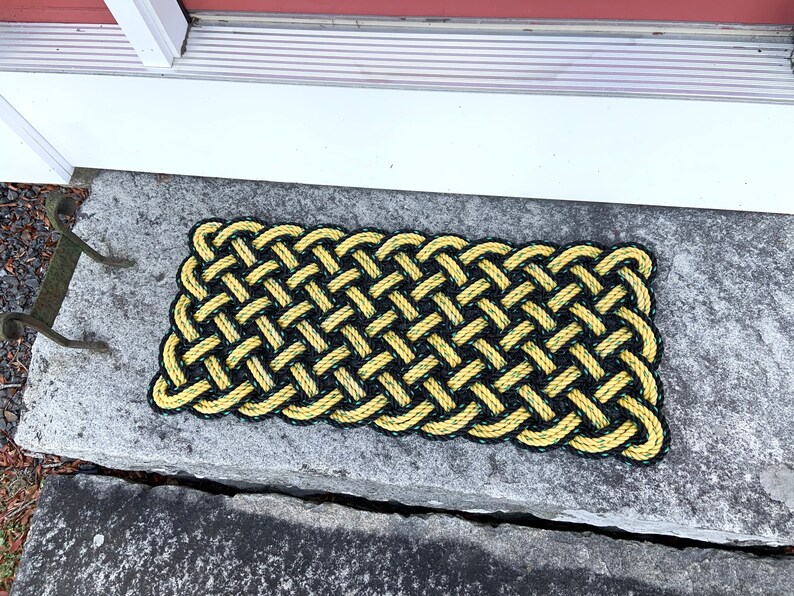 Honey Bee Mat Step Sized Nautical Rope Mat Black Etsy