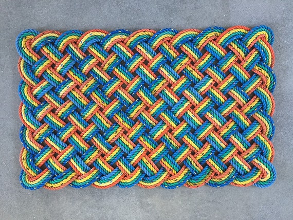Maine Rope Doormat Upcycled Lobster Rope Maine Made Nautical Welcome Mat Durable Entrymat Colorful And Bright Outdoor Mat