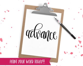 Hand Lettered Word of the Year - Advance - INSTANT DOWNLOAD