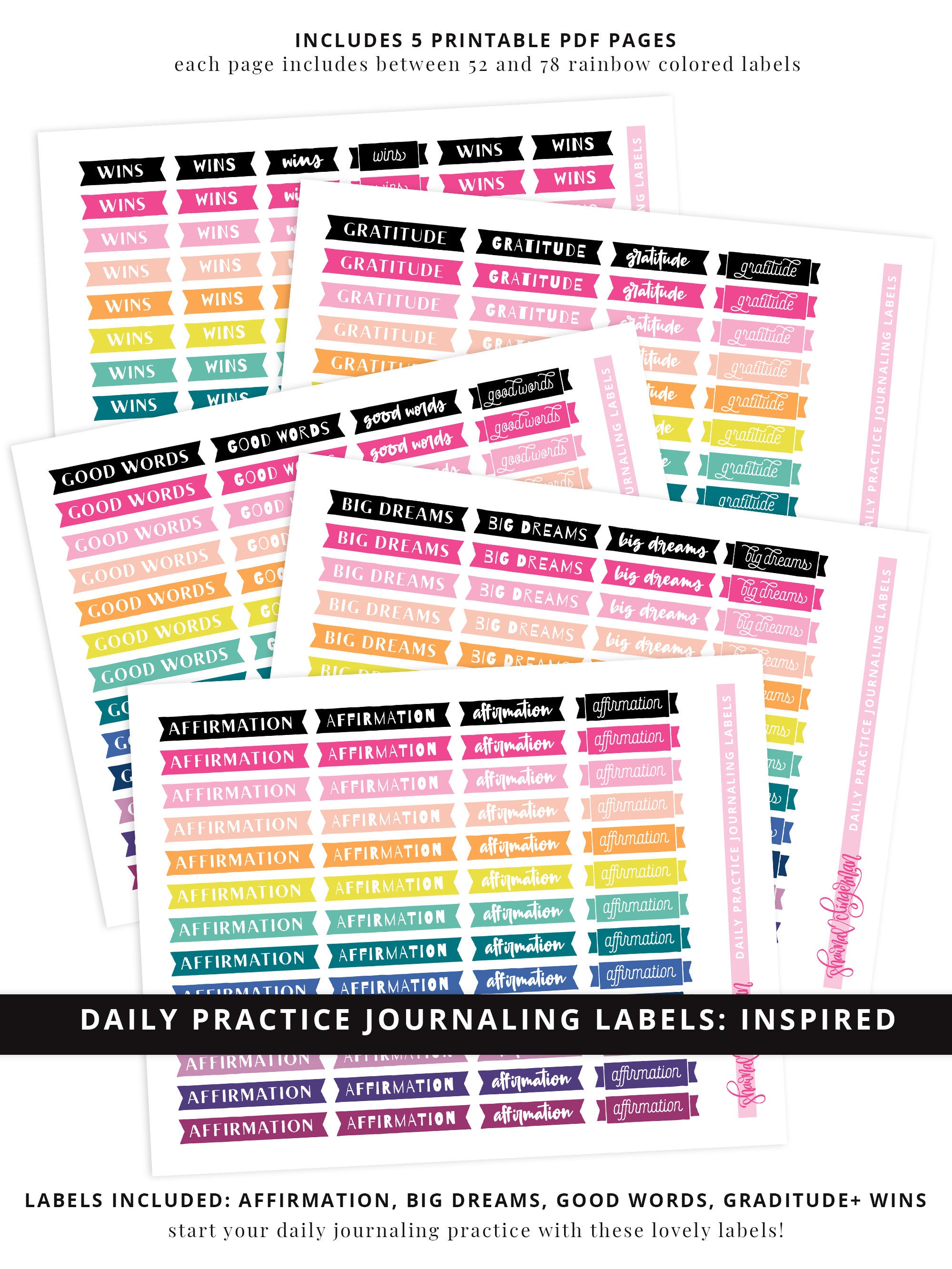 printable journaling stickers daily practice journaling etsy