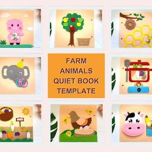 Farm Animals Quiet Book Page Template, Busy Book Pattern PDF, Toddlers Story Book Sewing Pattern, Quiet Book Patterns For Toddlers pdf