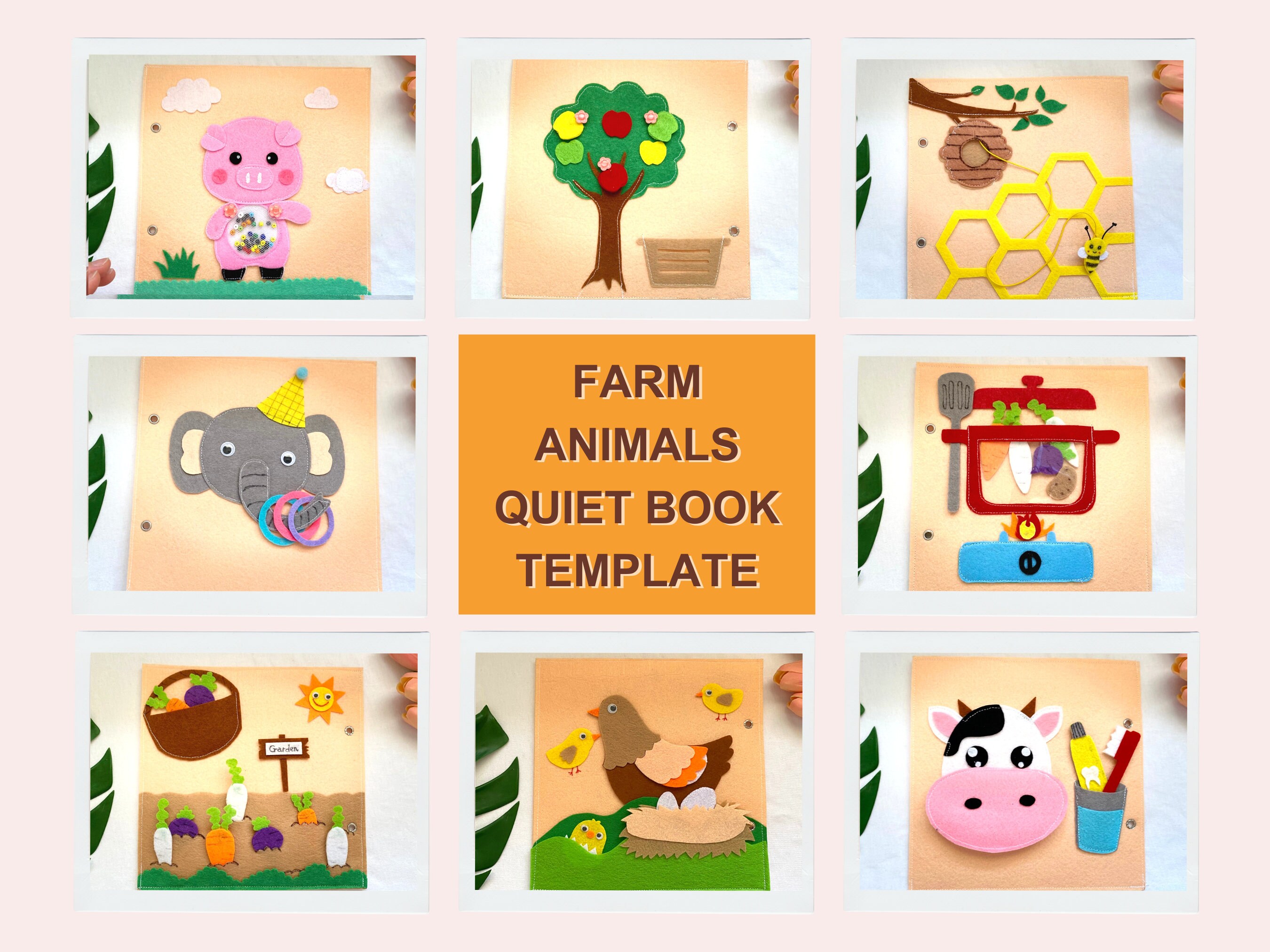 Farm Animals Quiet Book Page Template, Busy Book Pattern PDF, Toddlers ...