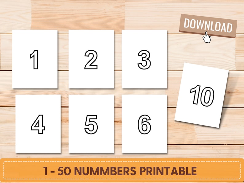 1-50 Numbers PDF With Each Number Each Page, 1-50 Numbers Coloring ...