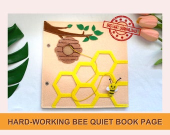Hard-working Bee Quiet Book Page, Busy Book Page Pattern PDF, Toddlers Story Book Sewing Pattern, Quiet Book Patterns For Toddlers pdf