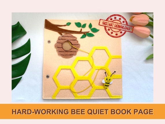 Hard-working Bee Quiet Book Page, Busy Book Page Pattern PDF, Toddlers Story Book Sewing Pattern, Quiet Book Patterns For Toddlers pdf