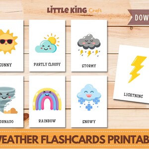 Flashcards météo imprimables, cartes flash Reason, carte météo, météo Montessori, météo imprimable, cartes flash pour tout-petits