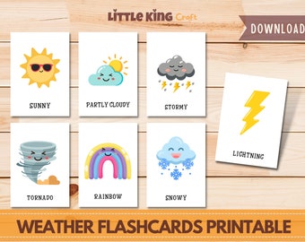 Weather Flashcards Printable, Reason flashcards, Weather chart, Montessori weather, Weather printable, Toddler Flashcards