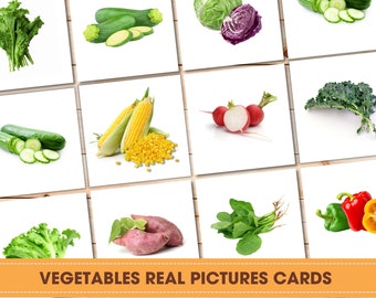 VEGETABLES (Real Pictures) Flashcards, Montessori Printable Vegetables, Learning Vegetables Cards, Montessori printable, Printable Cards