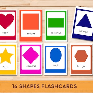 Shape Flashcards and Color Printable, Toddler, Preschool, PreK , Kindergarten, Homeschool, Learn Your Shapes, Flashcards for kids