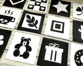 Baby Sensory Cards, High contrast flashcards for Newborn babies, Black & White flashcard, Infant stimulation cards, Monochrome Sensory Cards