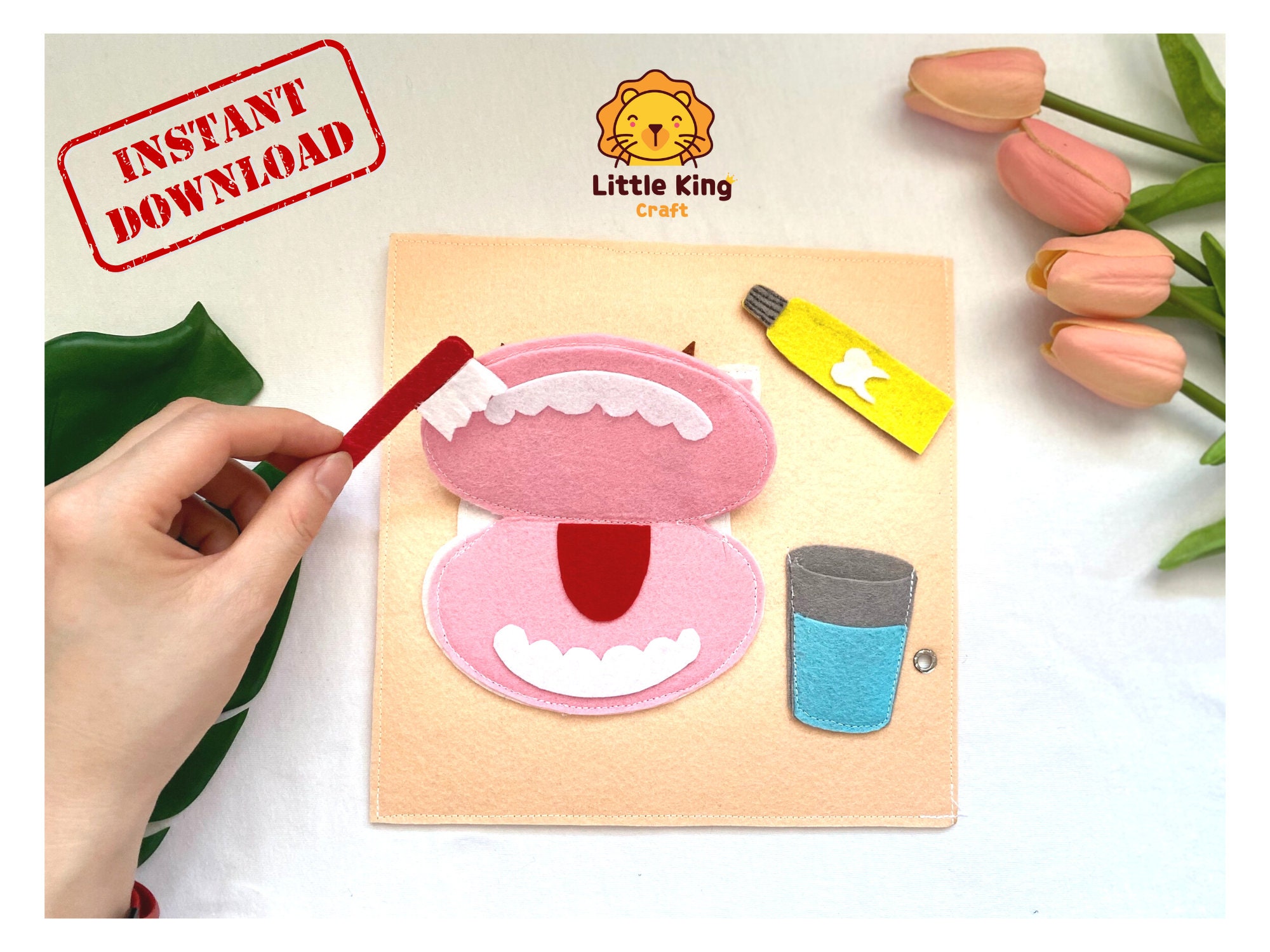 Brush Your Teeth_quiet Book Printable PDF Pattern, Busy Book Pattern