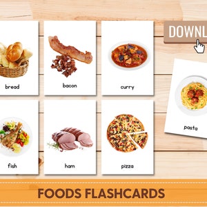 Food Flashcards Real Pictures, Montessori Printable Flashcards, Toddler ...