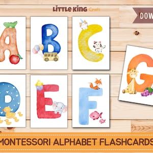 Montessori Alphabet flashcards Printable, Watercolor ABC flashcards, Letter cards for Toddlers, alphabet letters, flashcard download