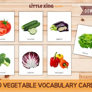 Nombre de verduras con imágenes reales, Verduras Montessori, Aprender vocabulario de verduras, Diferentes tipos de verduras, Tarjetas de verduras