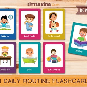 Cartes flash de routine quotidienne pour les enfants, cartes de routine visuelles imprimables, cartes d'activités quotidiennes, calendrier visuel, cartes flash d'horaire pour les enfants