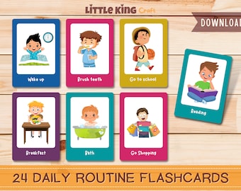 Daily Routine Flashcards for kids, visual routine cards Printable, Daily activities cards, Visual Timetable, Schedule Flashcards for Kids
