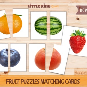 Fruit Puzzles (Real Pictures), Matching Cards, Montessori Puzzle, Toddler Puzzle Matching Game, Preschool Game