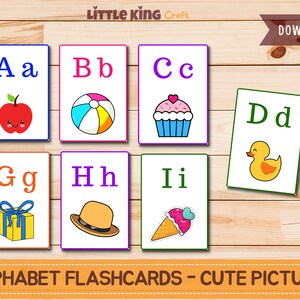 Alphabet Flashcards printable, ABC learning cards, Alphabet Flashcards with pictures, Alphabet Montessori Flashcard