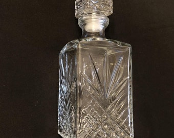 Decantador vintage de piña de cristal con tapón cuadrado, italiano