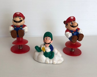 3 Vintage Nintendo Super Mario Action Figures, McDonald's Happy Meals Toys 1989