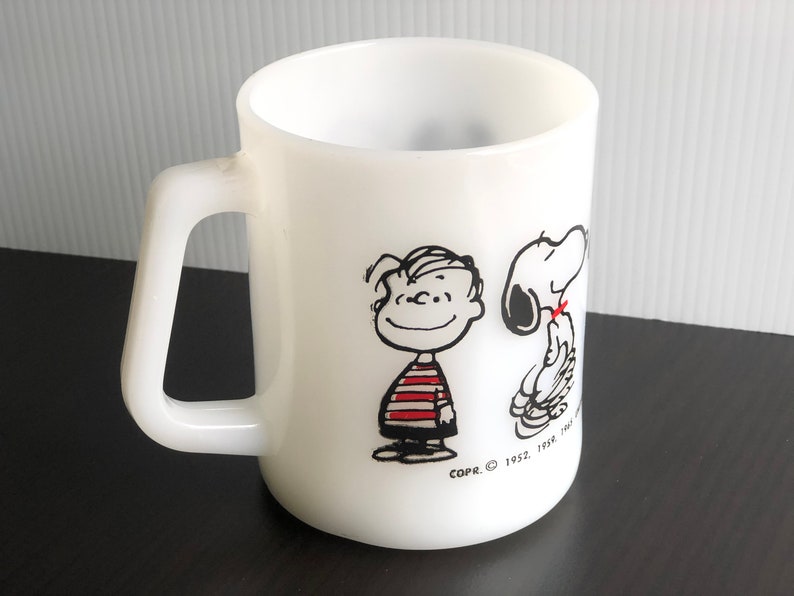 Vintage Peanuts Character Mug Milk Glass Collectible 1965 Etsy