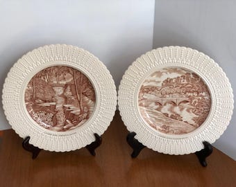 Platos de porcelana vintage Royal Cauldon, Jesmond Dene y Ludlow Castle, juego de 2