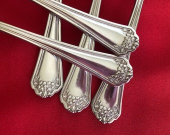 Juego antiguo de 5 cucharillas de té plateadas de Wm Rogers & Son, Kensington, AA. Patente del 10 de septiembre de principios de la década de 1900.