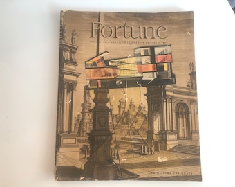 Vintage Fortune Magazine April 1943 Herbert Bayer Cover Art, "Engineering The House" WWII Era