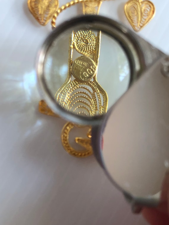Vintage Filigree Gold Plated Anchor Pendant, 2.5" - image 9