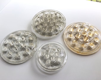 Vintage Glass Flower Frogs, 3 Sizes and Various Holes, Thick Heavy Glass Flower Holders