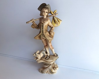 Figura vintage italiana de niño con perro 277 de Fontanini Simonetti, figura de resina dura de 15 cm de alto, década de 1980