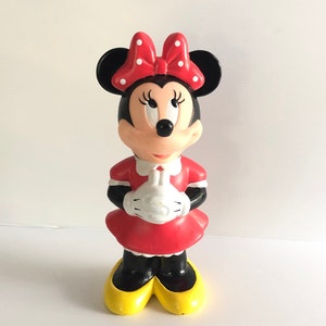 Vintage Minnie Mouse Statue Water Bottle, Disney Hard Plastic 10&quot; Minnie Mouse Figurine