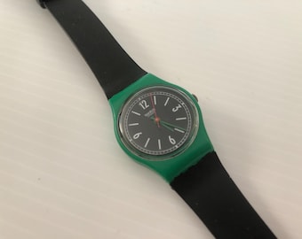 Vintage Swatch Lady Carlisle Watch, LG103 Green Case
