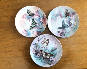 Platos vintage de colección de mariposas de Lena Liu, juego de 3