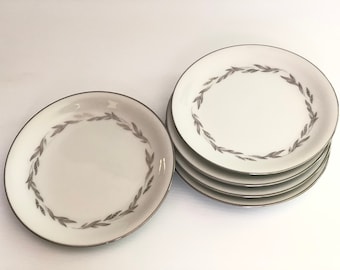 Vintage Set of 5 Noritake Graywood Dessert Plates # 6041, Made in Japan 1960s