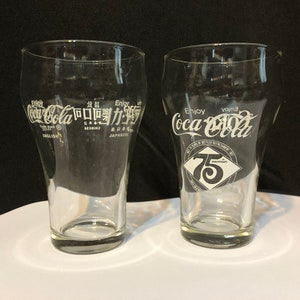 Vintage 2 Coca-Cola Small Drinking Glasses, "Enjoy Coca-Cola" Bell Shaped Drinking Glasses 8 oz