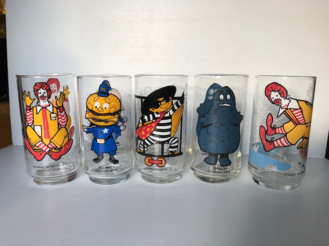 Vintage Ronald Mcdonald Collector Series Glasses, Characters Drinking