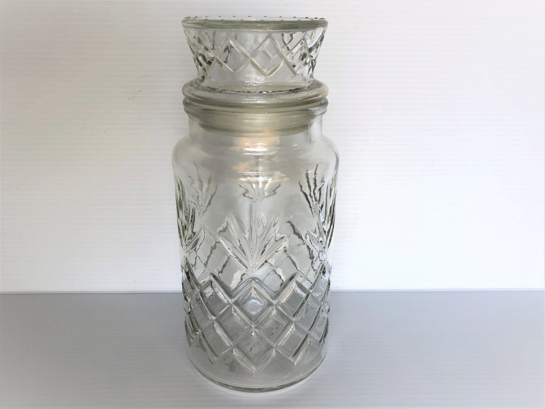 Vintage 1983 Planters Peanut Glass Jar With Lid, Mr. Peanut Jar With