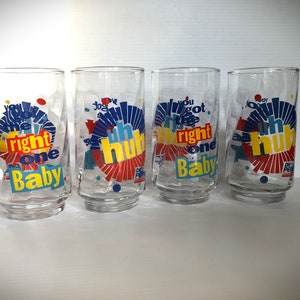 Vintage Set of 4 Diet Pepsi Drinking Glasses, Collectible Pepsi Tumblers Tribute to Ray Charles &quot;You Got the Right One Baby, uh huh&quot;