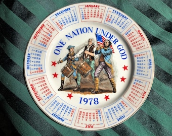 Plato de calendario antiguo de 1978, plato patriótico de colección, plato de calendario americano (ee)