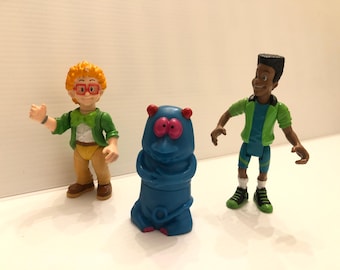Juego vintage de 3 figuras de Burger King Kids Club, Tiburón, I.Q. y Blue Freaky Fellas Funsters