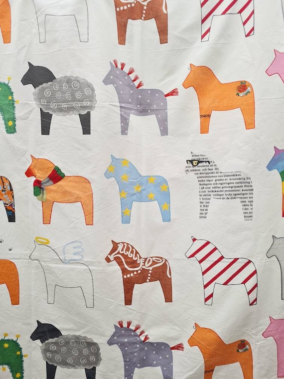 Vintage Ikea Dala Horse Print Fabric - Katarina Brieditis GUSTAVA Design