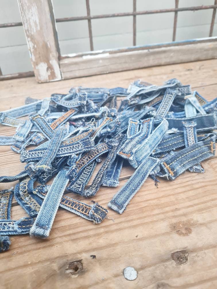 50 denim belt loops, denim craft supplies, denim jewelry supplies