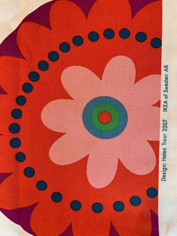 Vintage Ikea Cotton Fabric: Helen Trast Flower Power Print - Etsy