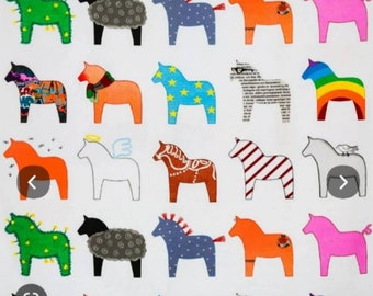Pick your horse, Ikea fabric, heavy canvas, vintage Ikea fabric, animal print