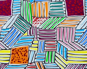 Vintage Ikea Cotton Fabric: Colorful Abstract Print, Beckmans Design