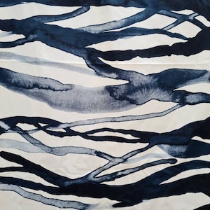 Blue and white Ikea fabric, Hanna Dalrot design, vintage Ikea fabric, watercolor cotton fabric