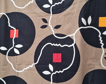 Vintage Sven Fristedt IKEA Cotton Fabric: Geometric Face Pattern