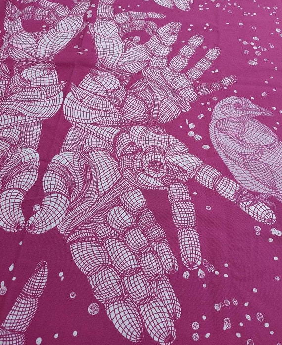 Vintage Kristine Mandsberg IKEA Fabric: Burgundy Abstract Cotton