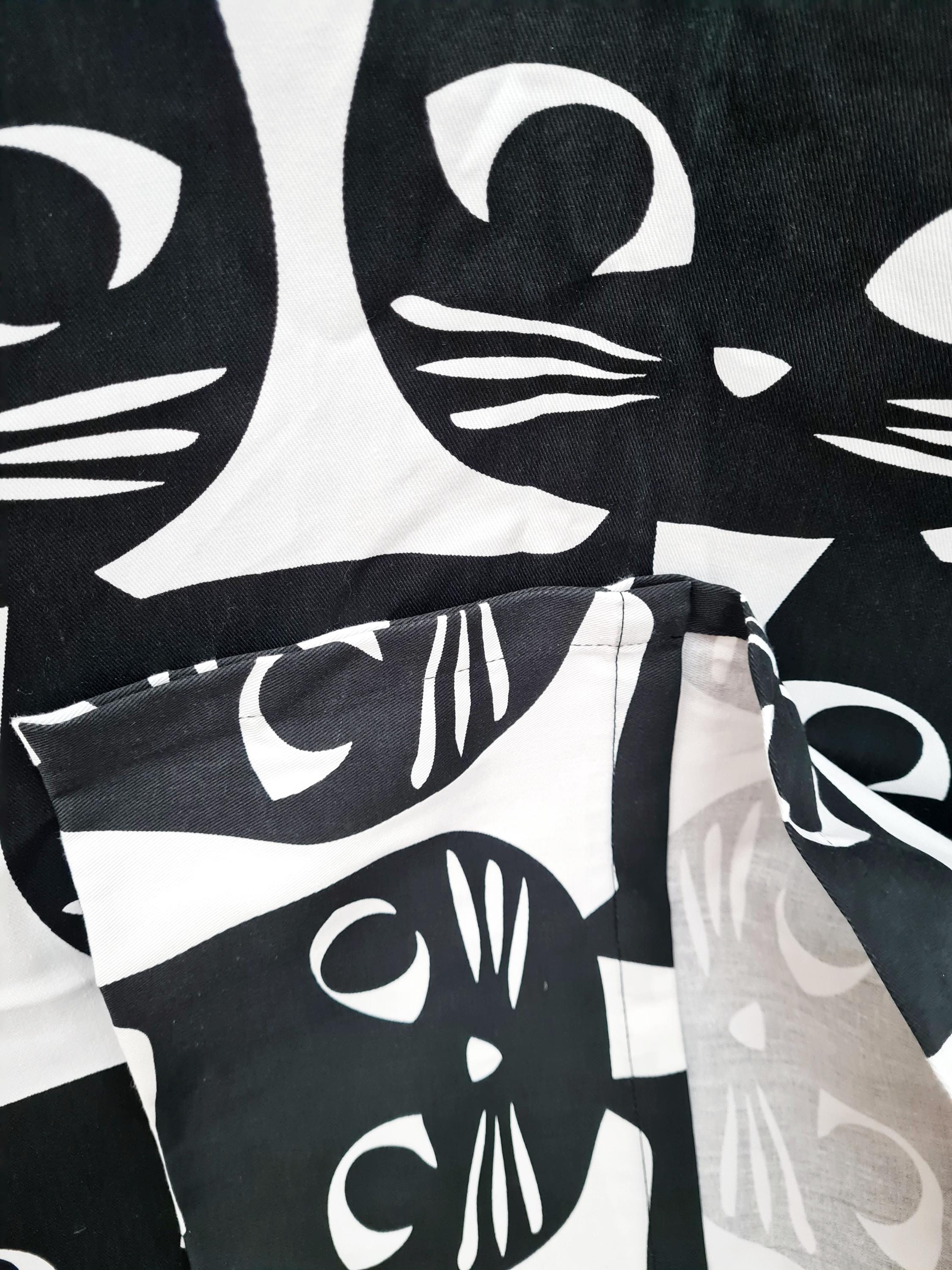 Mattram Ikea Curtains, Cats Print Curtain, Black and White